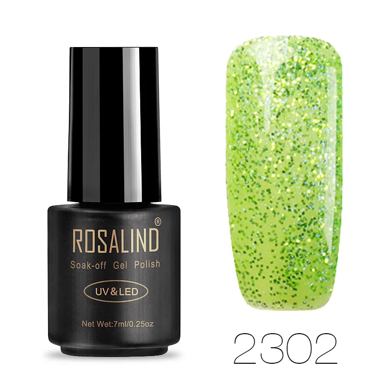 2302 ROSALIND гель 1S 7 мл красный желтый Алмазный Гель-лак для ногтей УФ светодиодный Блеск Гель-лак замочить сверху и Базовое покрытие праймер для ногтей - Цвет: 2302