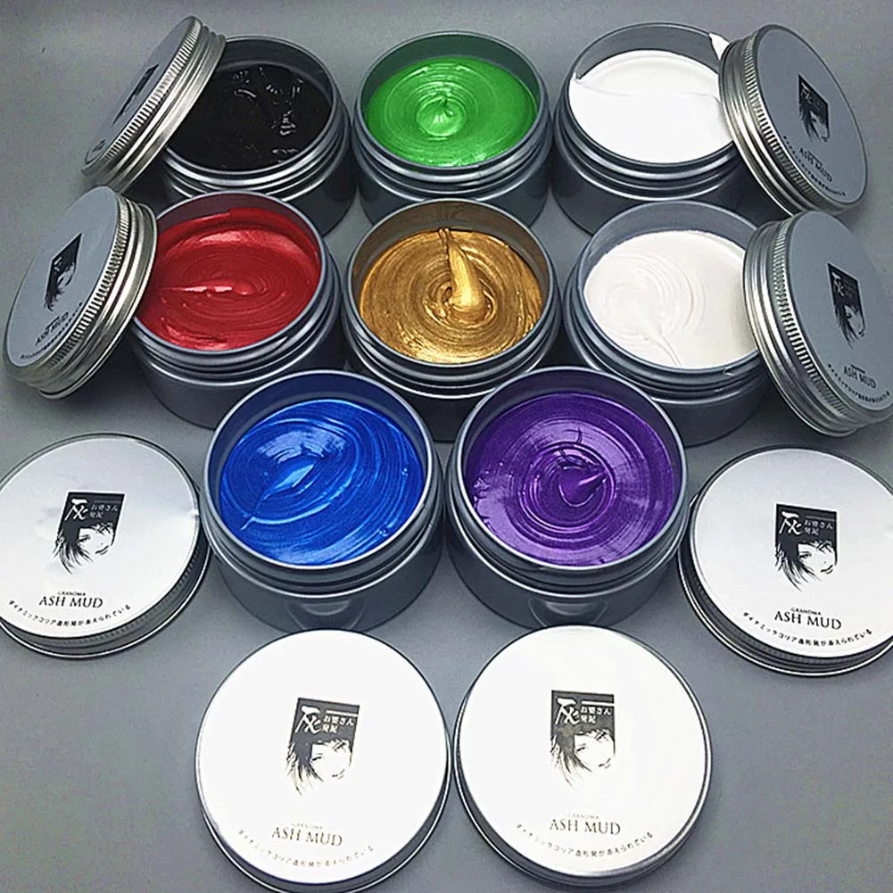 Мгновенный цвет волос Pomades воски белый фиолетовый серый серебряный пепельный воск цвет волос воск грязевая одноразовая краска цвет волос Моющийся