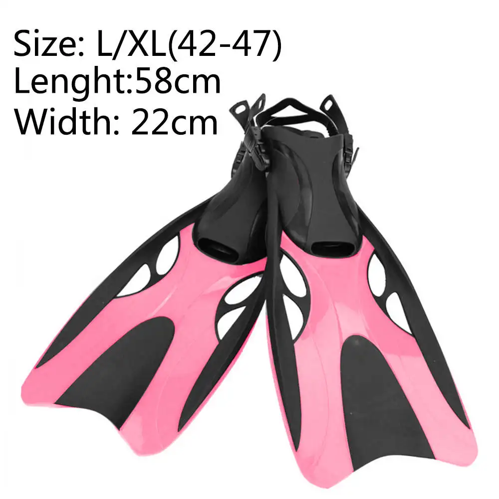 pink fins L XL YFXcreate Профессиональный Анти-туман дайвинг очки маска/легкое дыхание трубка/2 размера плавники с регулируемой пяткой - Цвет: pink fins L XL
