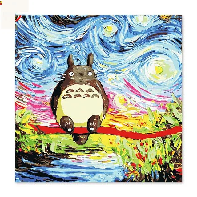 

Digital Painting Starry Sky Abstraction Van Gogh Stars Miyazaki Totoro Perfect Combination Modern Animation Cartoons Impression