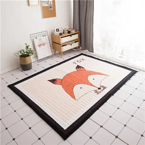 fox Мультяшный игровой коврик 150*200 см, большой ковер, противоскользящий ковер для детской комнаты, прямоугольный коврик из хлопка, напольный коврик с пандой, напольный коврик с кроликом - Цвет: fox