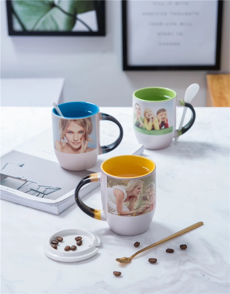 Двухцветная фотокружка изготовленная на заказ кружка с ложкой меняющая цвет 11