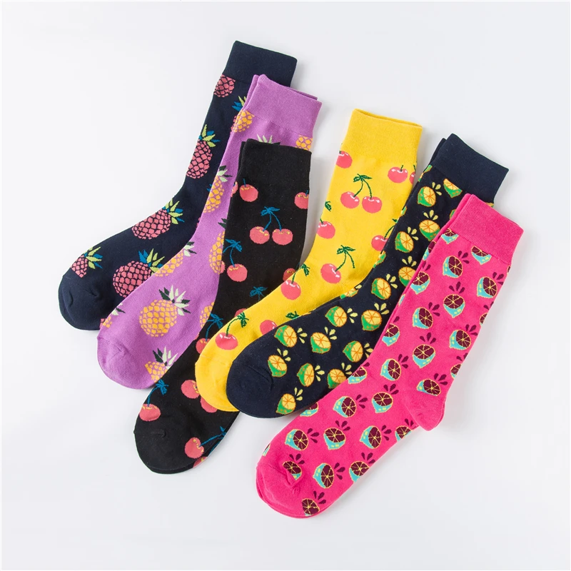 Мода sockmark скейтборд Chaussette Homme мода Фрукты Ананас черешня мужские носки Европейский США хип-хоп улица Crew забавные носки