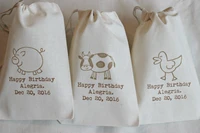 custom farm animal muslin cotton birthday hangover kit jewelry favor bags bachelorette bridal shower wedding party gift packets