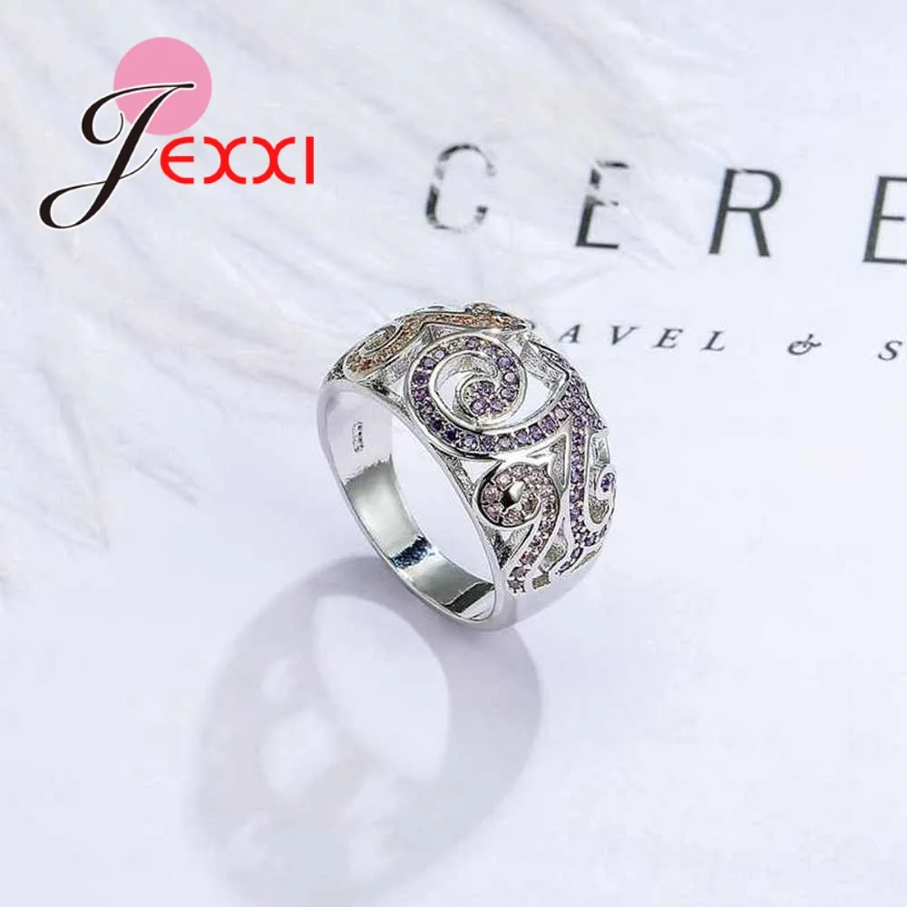 Fashion Hollow Ring 3 Color Micro CZ Crystal Paved 925 Sterling Silver Jewelry For Women Girls Best Gift Bague Bijoux | Украшения и
