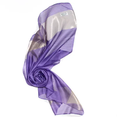 Purple CoolCheer новые шелковые шарфы элегантные шелковые женские шарфы сшитые золотые шелковые шарфы длинная мягкая шаль шарф из органзы - Цвет: Purple