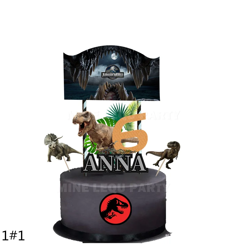 Customized Personalized name age Jurassic world Dinosaur Cake Topper kids Birthday Party decoration Cake Topper