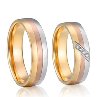 classic marriage alliances promise wedding rings set for couples men and women titanium stainless steel jewelry rose gold color