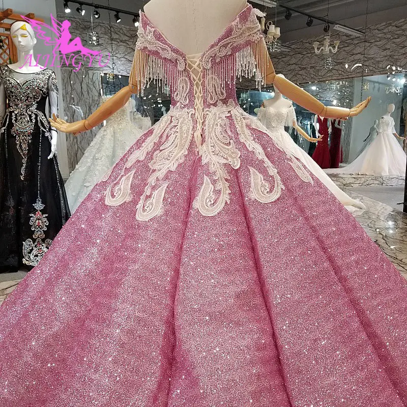 

AIJINGYU Gothic Wedding Dress Glitter Design Lace Frocks Tulle engagement Floral Gown Frocks and Gowns Bridal