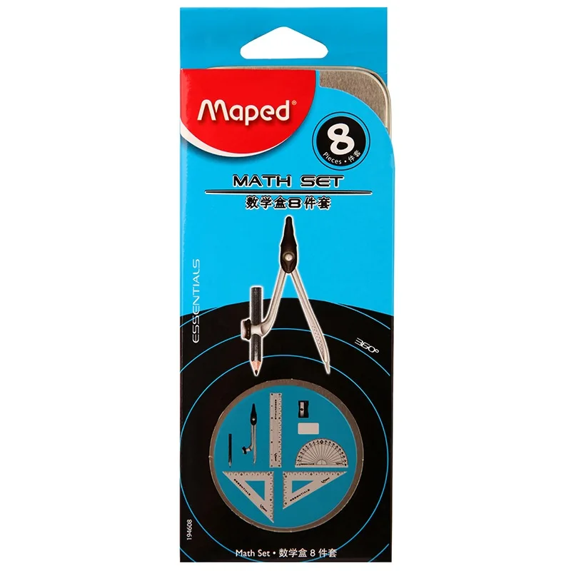 

Maped Stationery set, student eight piece set compass, triangle board ruler eraser 19460