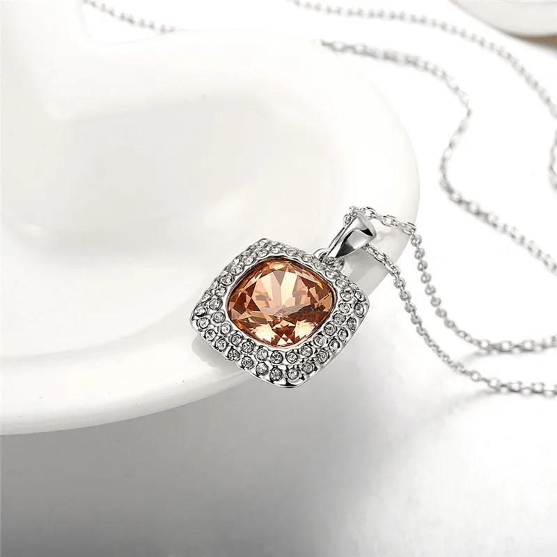 Цепочки и ожерелья из AKN067-B fine jewelry с серебряным покрытием цвета шампанским камня