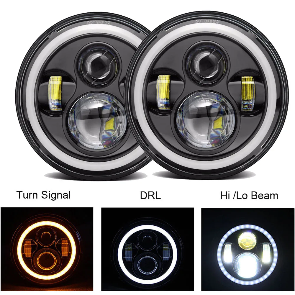 Хром 7 дюймов светодиодный Фар Halo глаза для 1996 1978 Ford Toyota FJ cruisres Jeep Wrangler защитник Lada