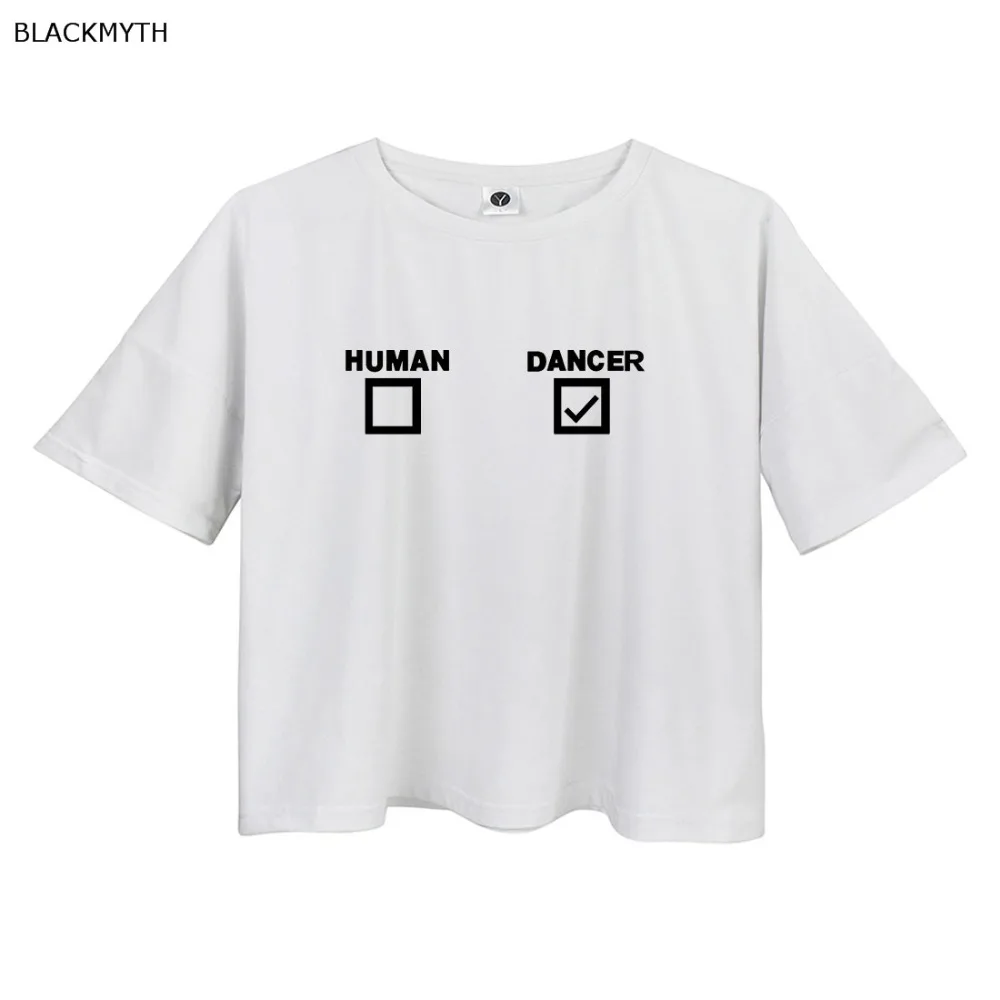 BLACKMYTH/забавная футболка с буквенным принтом Повседневная для танцовщицы топы