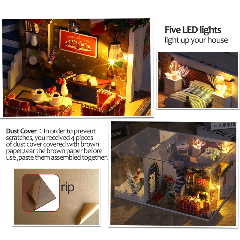 Рождественский Романтический кукольный домик DIY 3D деревянные миниатюрные