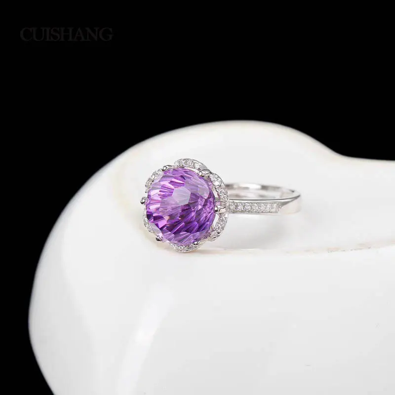 CSJ Fine Jewelry Кольцо из стерлингового серебра 925 настоящий Аметист женский свадебный