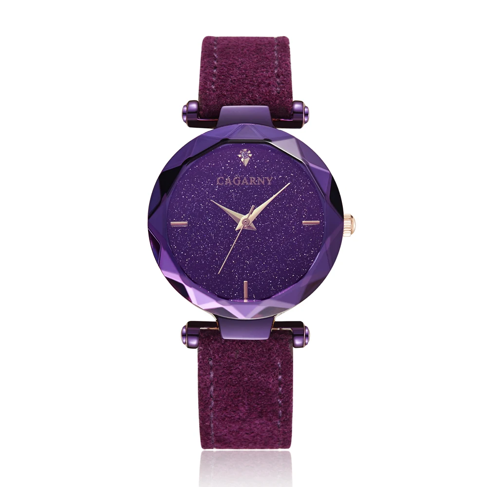

Women Watches Luxury Famous Brand Cagarny Quartz Wrist Watch Woman Waterproof Vogue Purple Leather Montre Femme Ladies Watches