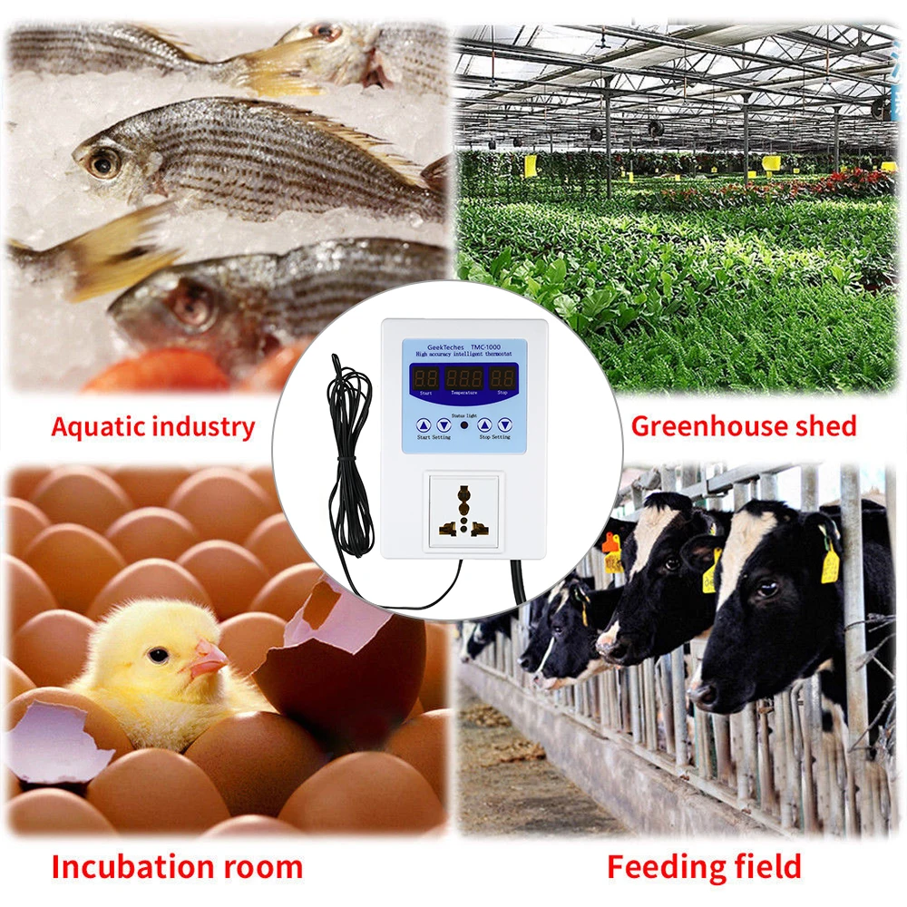 10A LED Digital thermometer Intelligent Pre-wired Temperature Controller temperature instruments Thermostat with Air Sensor | Инструменты