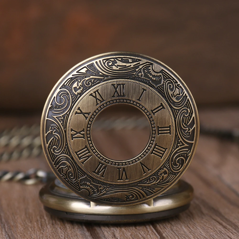 Antique Classic Digital Display Skull Handicraft Gentleman Mechanical Pocket Watch Vintage Steampunk Manual Winding Chain Clock