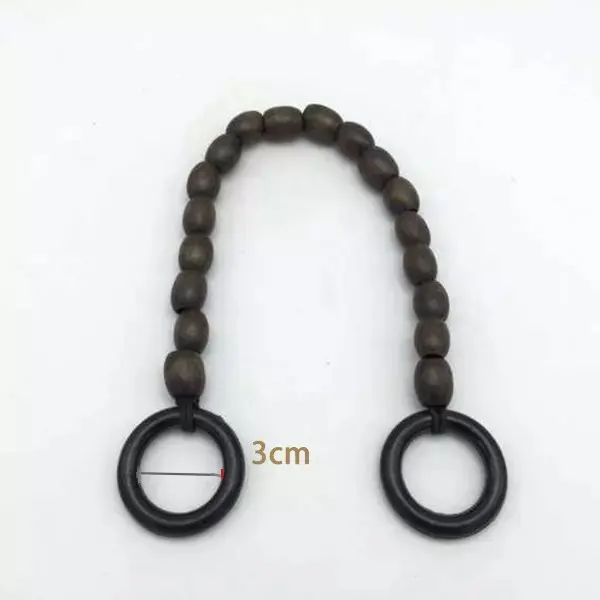 

5 pairs 30cm Brown Wooden Beads Rope Handles Bag Frame
