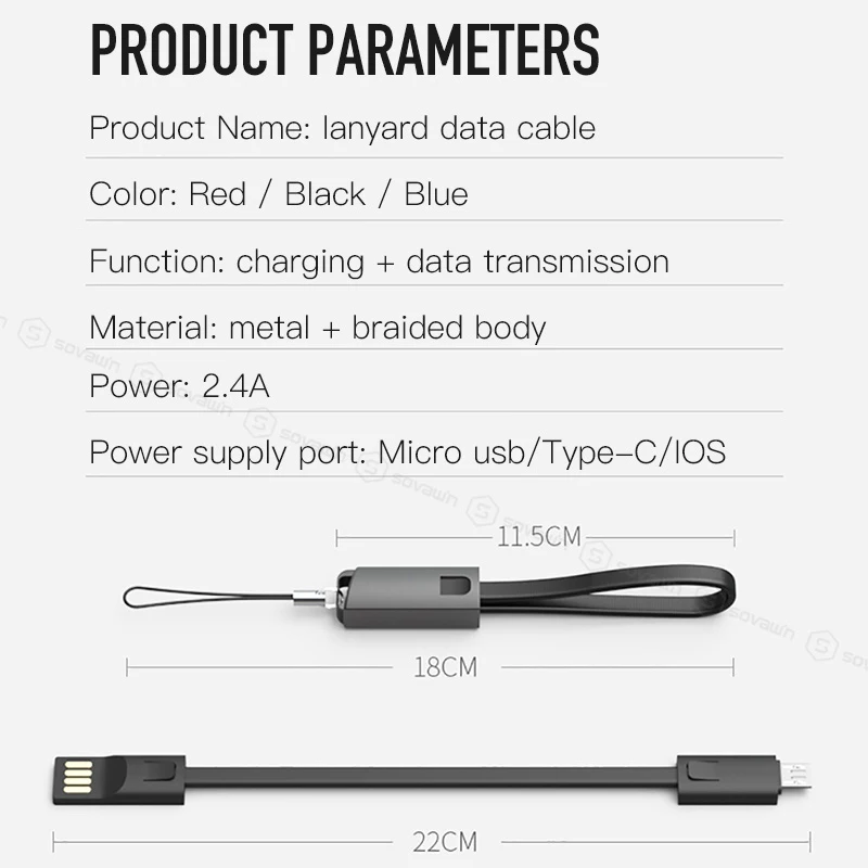 Portable Keychain Lanyard USB Type C Cable Flat Micro Android Mobile Phone Charging Sync Data For Huawei p20 lite | Мобильные