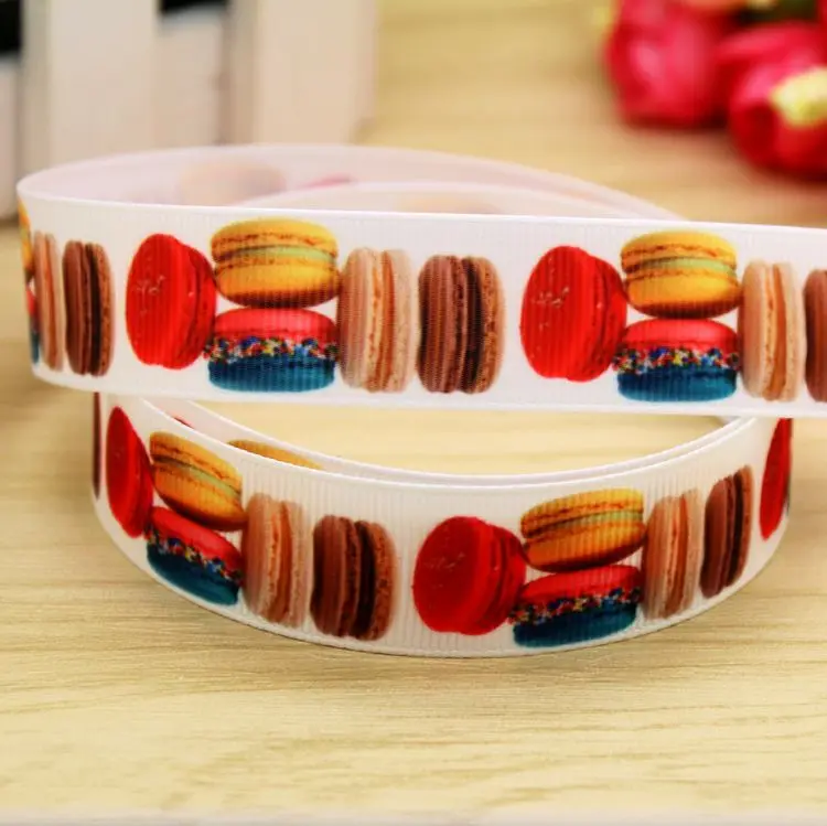 

7/8'' Free shipping sweet cupcake printed grosgrain ribbon hair bow headwear party decoration wholesale OEM 22mm H5456