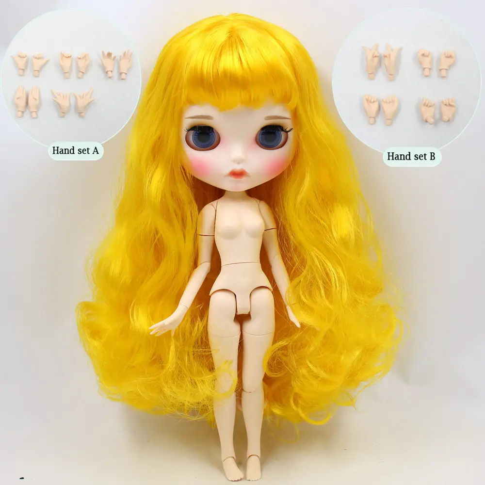 Ледяной обнаженный Blyth кукла No. BL3038 желтые волосы резные губы матовые индивидуальные лица соединение тела 1/6 bjd - Цвет: like the picture