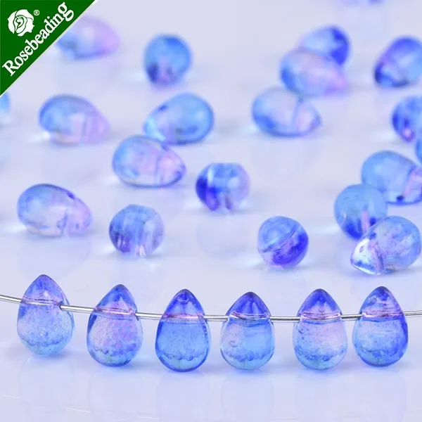 Blue Violet 6x9 мм чешские стеклянные каплевидные Бусины Стеклянные каплевидные бусины для изготовления бижутерии поставка, продается 50 шт./лот - Цвет: Blue Violet