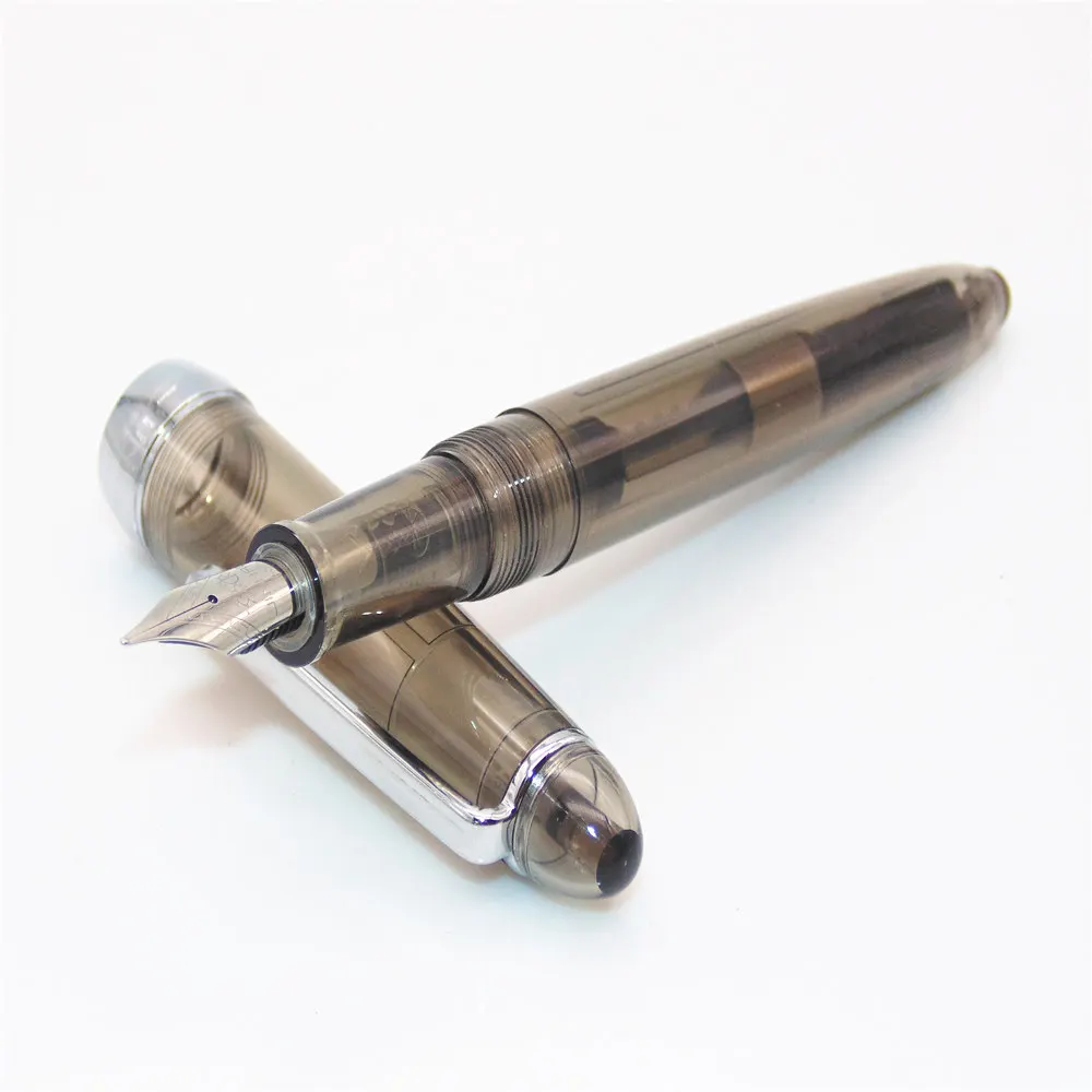 Jinhao 992, различные 12 цветов, спиральные круглые интерфейсные типы, Офисная Студенческая перьевая ручка, Новинка - Цвет: Transparent black