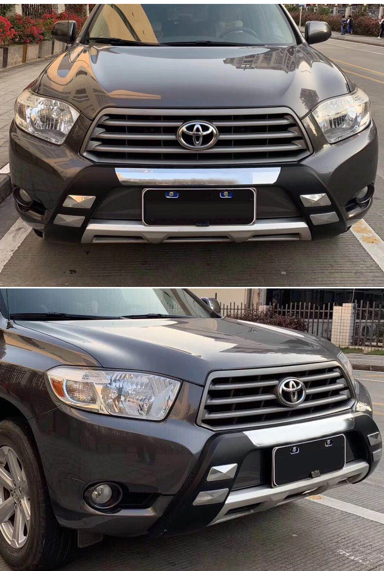 Подходит для Toyota highlander 2009 2010 2011 передний+ задний бампер диффузор бамперы для губ защитная накладка ABS хромированная