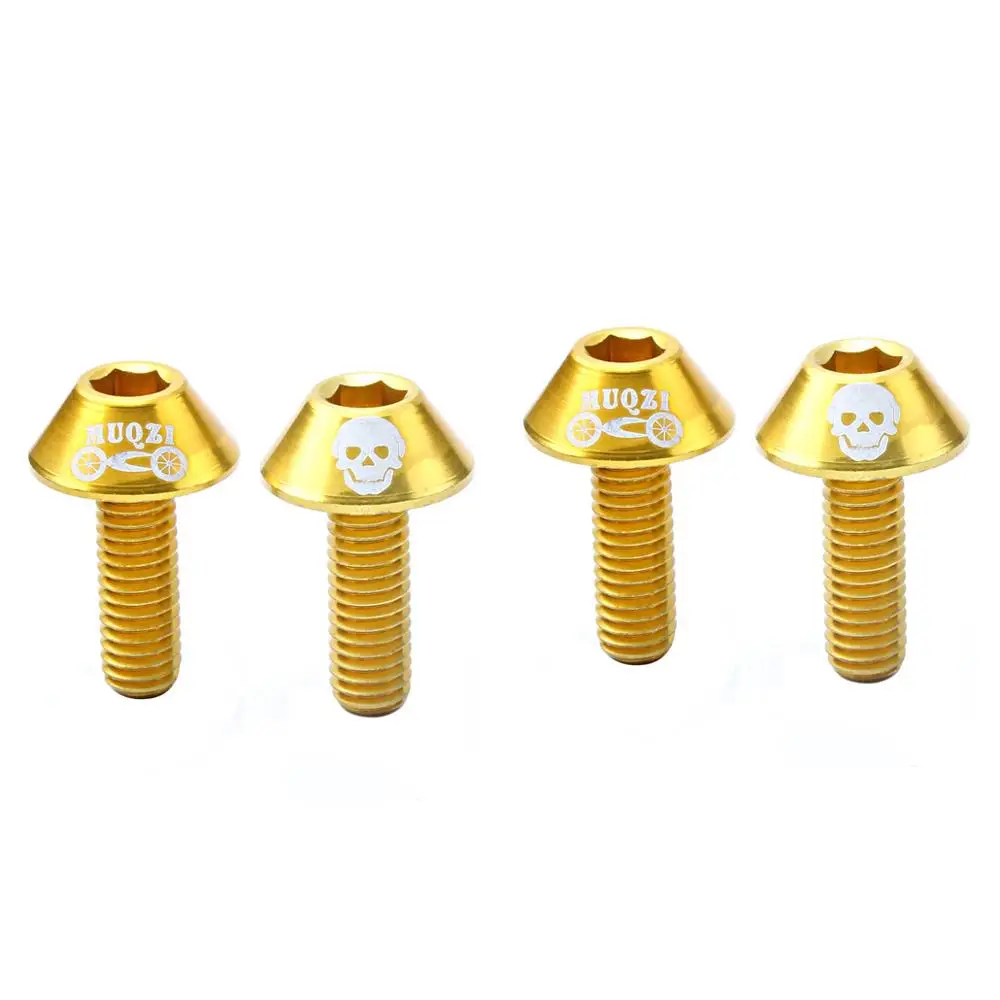 Gold MUQZI 4 шт. складной велосипедный V Тормозной зажим тормозной винт горный велосипед дорожный велосипед M6 7075 Алюминиевый сплав модифицированные аксессуары - Цвет: Gold