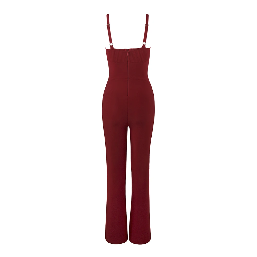 Summer Style Sexy O Neck Red White Bandage Jumpsuit 2019 Elegant Knitted Designer | Женская одежда