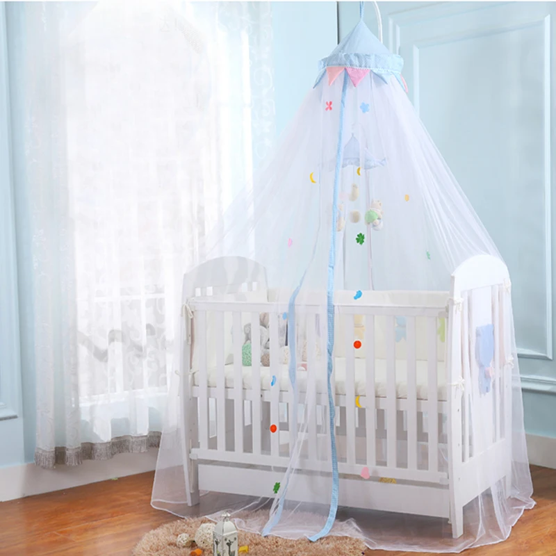 Дизайнерская синяя розовая сетчатая палатка для детской кроватки с замком