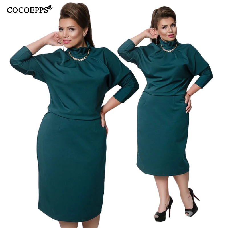 5xl 6xl женские большие размеры модные платья Vestidos прямые 2018 зима осень синее