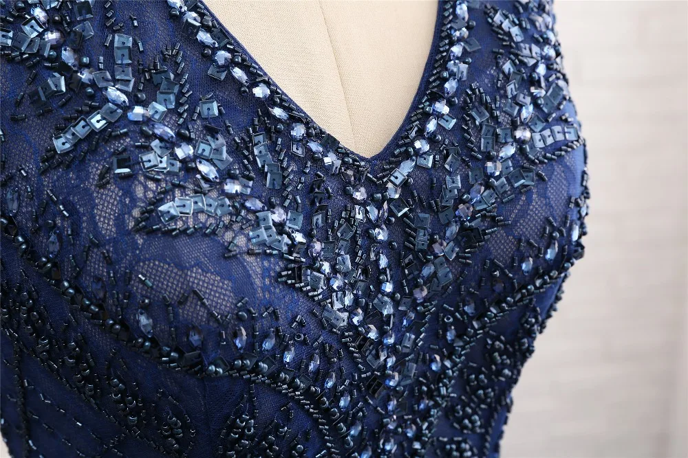 Vestido de gala Потрясающие вечерние платья темно-синего цвета с v-образным вырезом