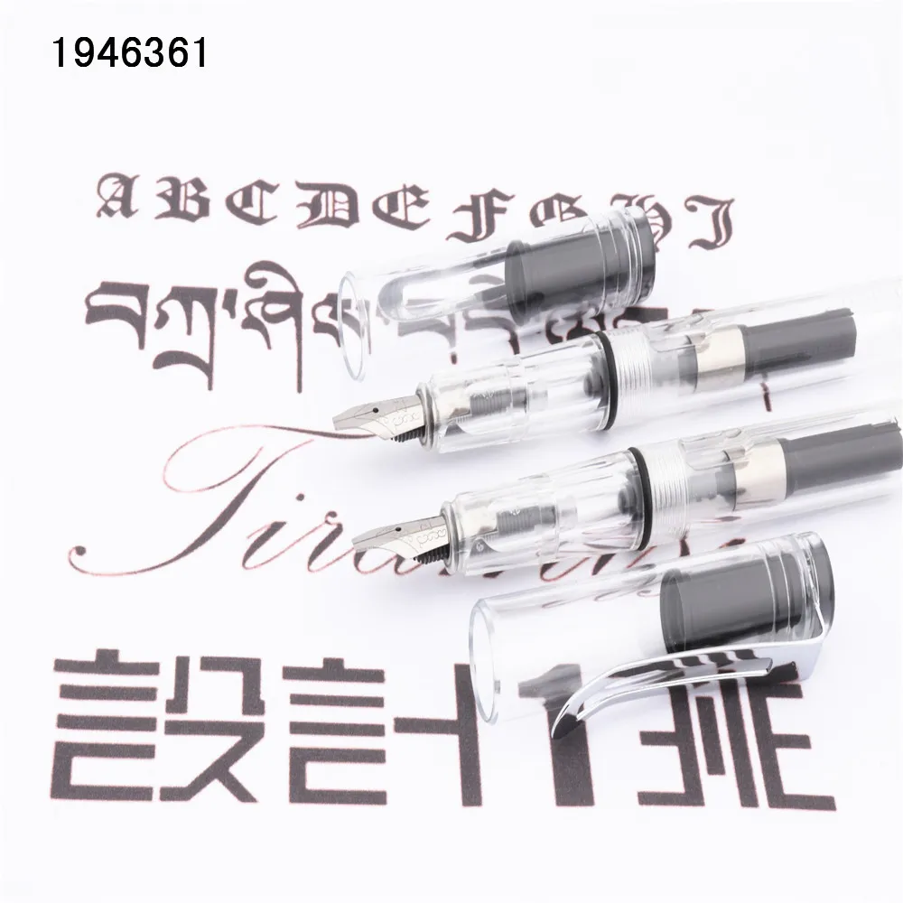 Jinhao 874 Transparent white Gothic parallel the art flower body art Flat Tip Vinyl Tibetan Arabic Student office Fountain Pen