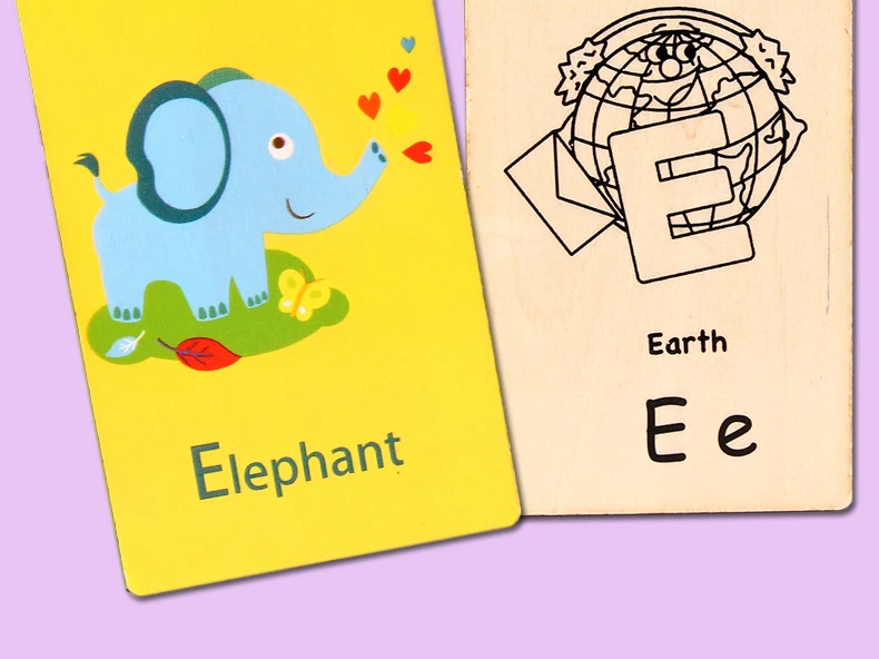 Mubei New Wooden Toys Cognitive Card Animals,English Words and letters Wooden Card for Child Educational Montessori Wood Toys
