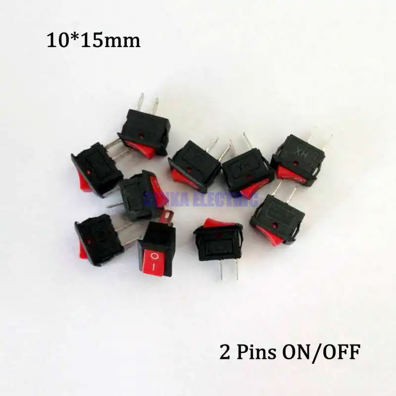 100 шт./лот 10*15 мм KCD11 3A/250V 2 контактный ВКЛ./ВЫКЛ. Мини кулисный переключатель для