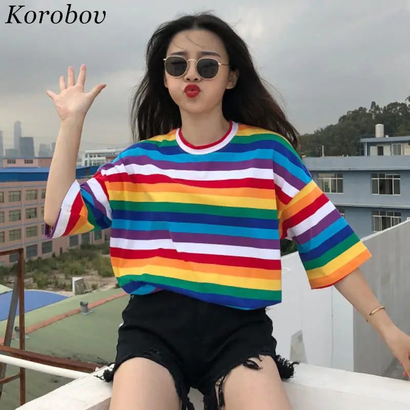 Korobov Ulzzang, женские блузки, Ретро стиль, мультяшный принт, корейские женские рубашки, короткий рукав, уличная одежда, Harajuku Blusas Mujer 77968