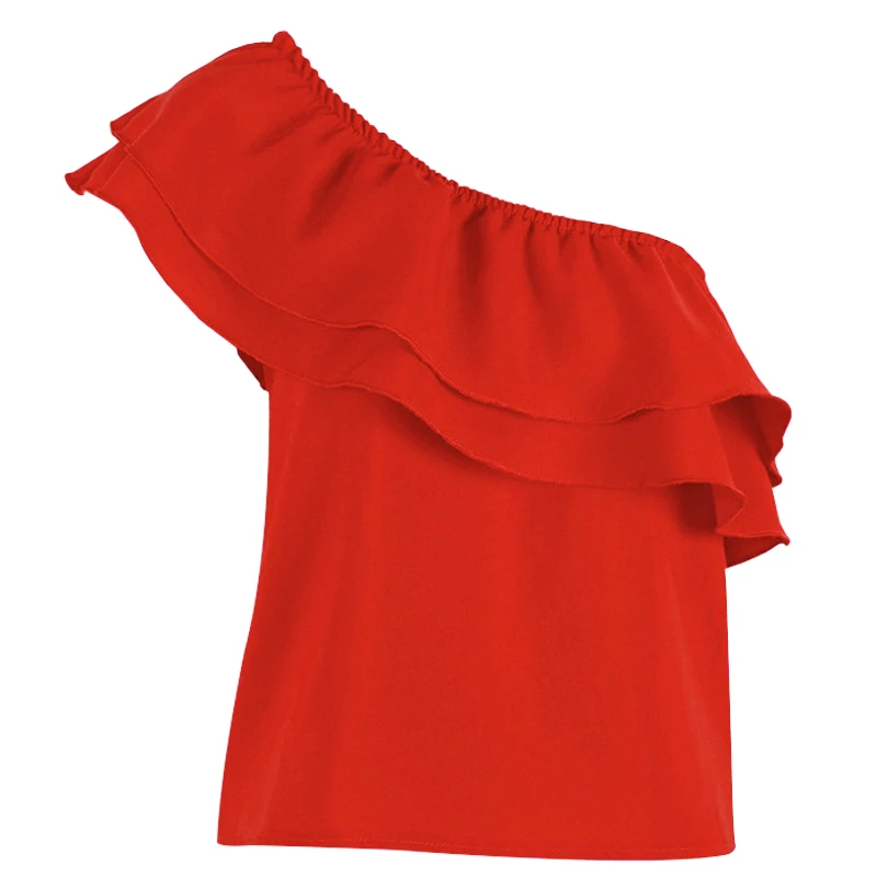 2018 летние топы для Для женщин рюшами с плеча короткий рукав блузка Femme Дамская