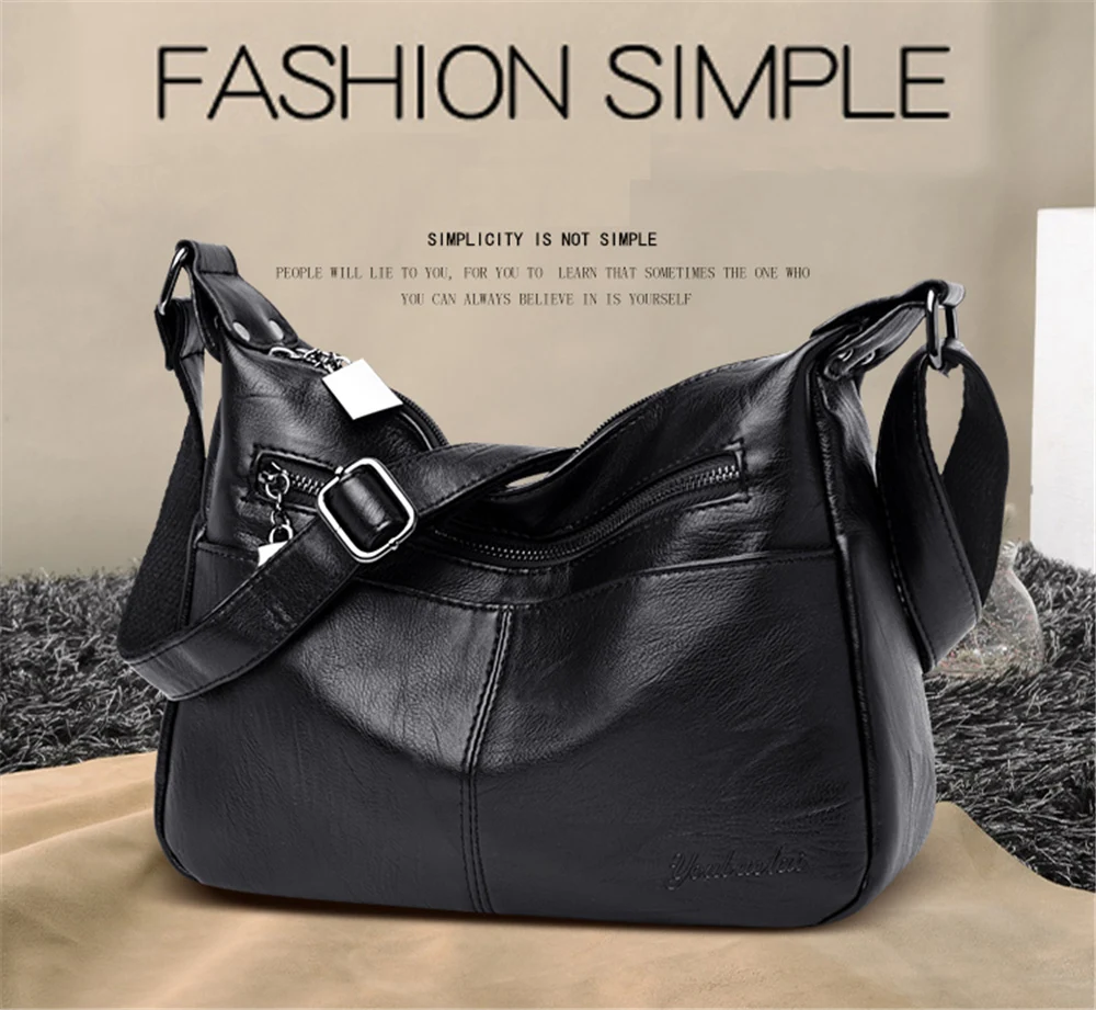 New Multi-Pocket Leather Luxury Handbags Women Bags Designer Handbags High Quality Crossbody Bags For Women Sac A Main Bolsas