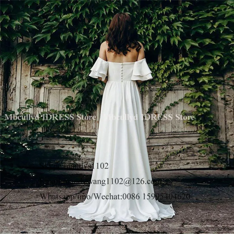 Белое свадебное платье цвета слоновой кости Boho новинка 2019 шифоновое пляжное без