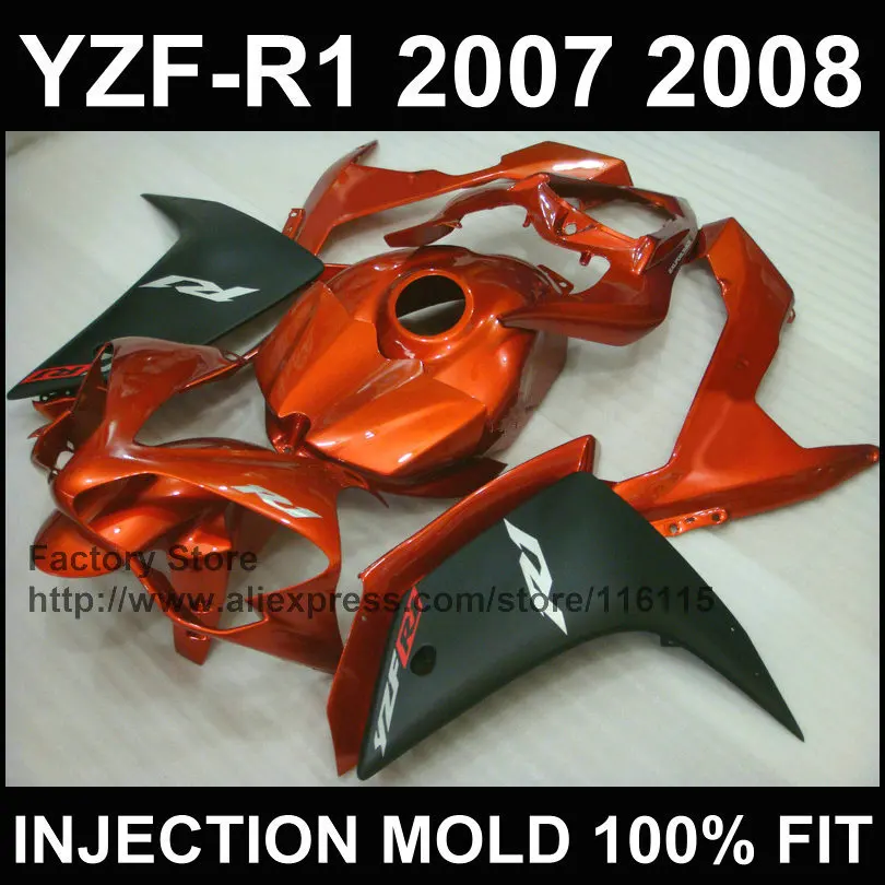 

Custom injection road/racing fairings kit for YAMAHA R1 2007 2008 YZF R1 07 08 burnt orange fairing