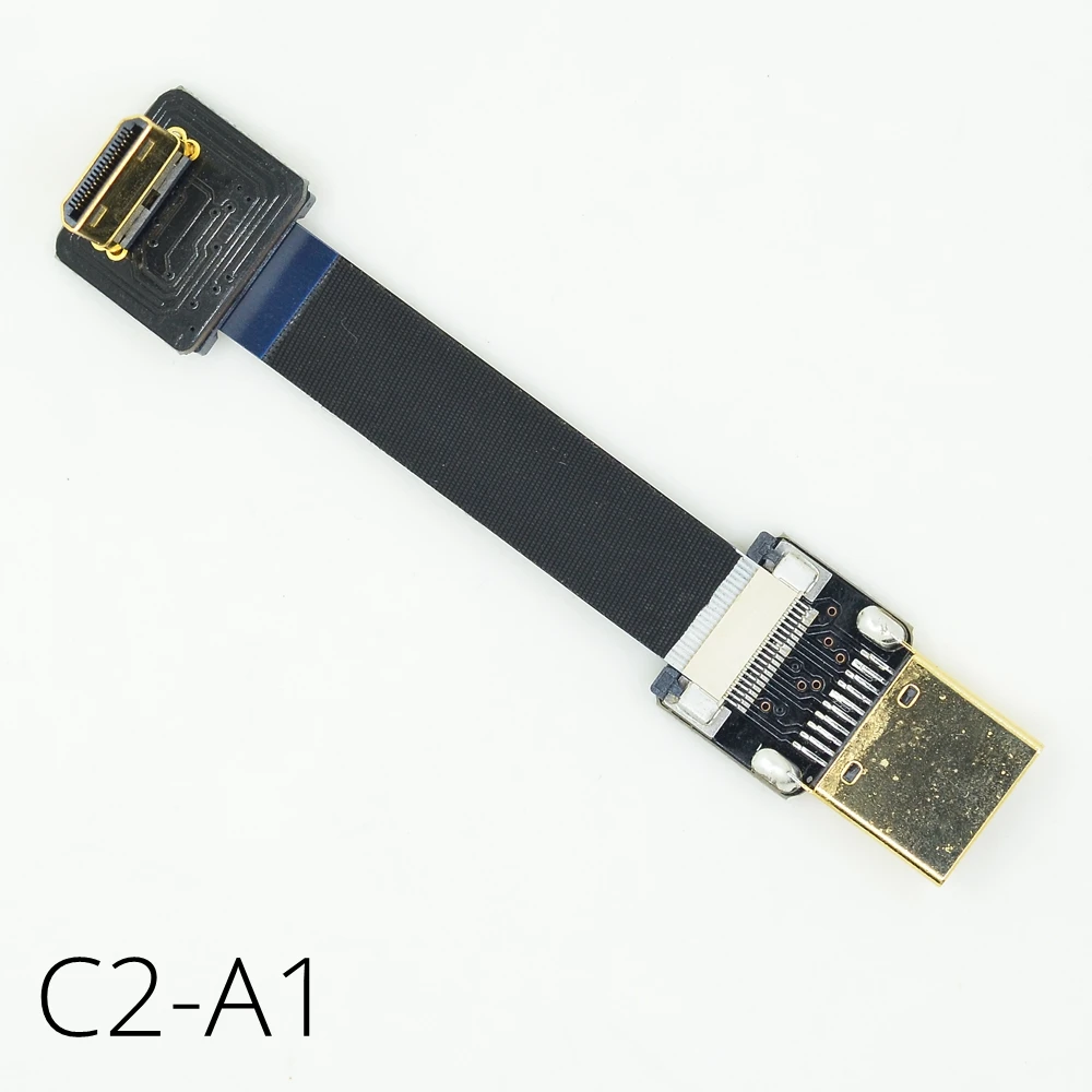 Мини HDMI вверх угловой FPC Mini C Тип A штекер Женский FPV HDTV плоский кабель для