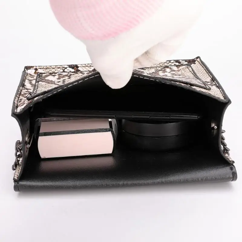 Маленькая сумка на плечо со змеиным принтом, сумки-мессенджеры для женщин, кожаные сумки через плечо с цепочкой, женские сумки
