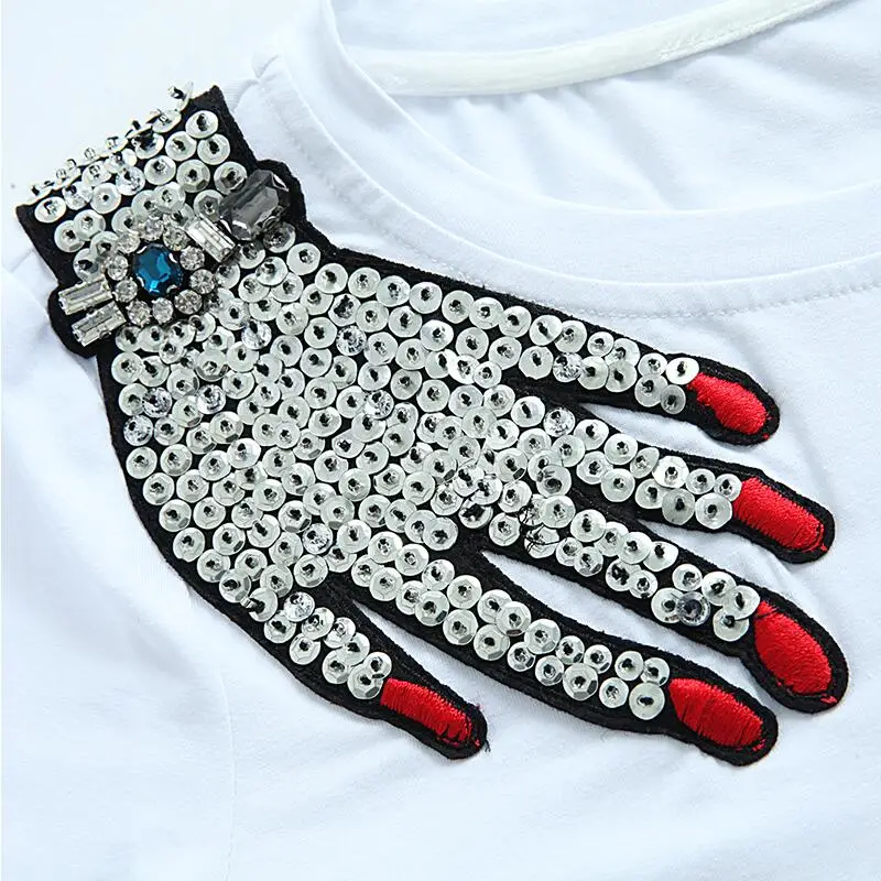 Женская футболка с вышивкой и блестками Новое поступление лето 2020|t-shirt women|fashion