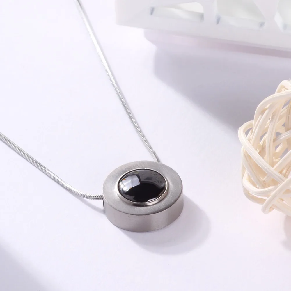 New Big Round Health 100% Pure Titanium Pendant Necklace with Black Circle Ceramic For Women Girlfriend Anniversary Gift | Украшения и