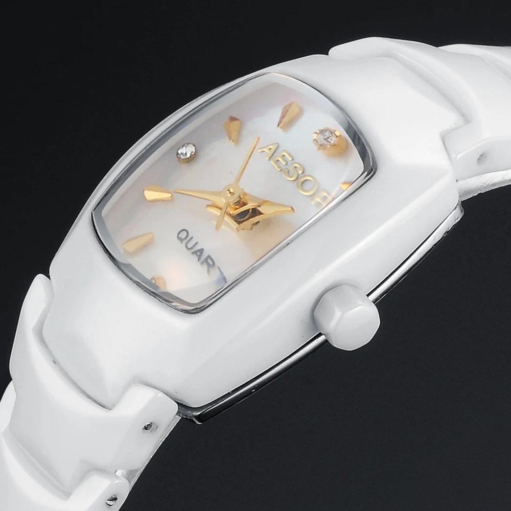 genuine quartz watch white ceramic watches Korean fashion waterproof Ms. Sapphire Women | Наручные часы