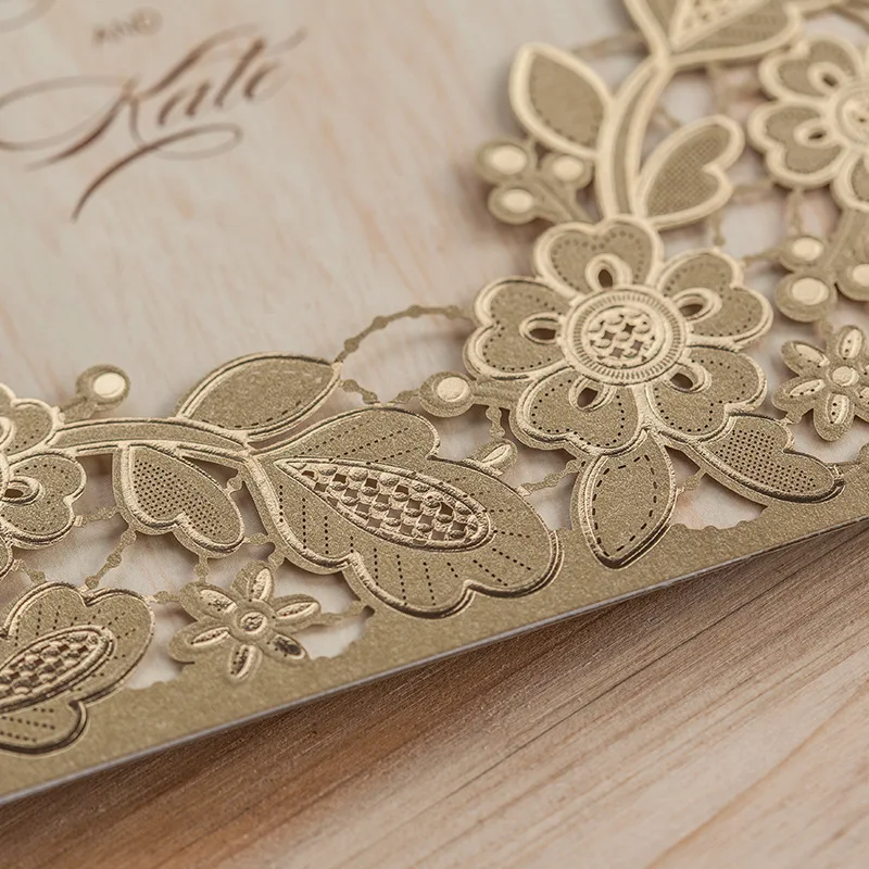 Персонализированные Великолепная Флора Дизайн золото Цвет Свадебное