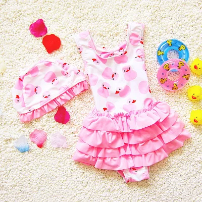 Купальный костюм для девочек детский купальник принцессы с рисунком утки милые