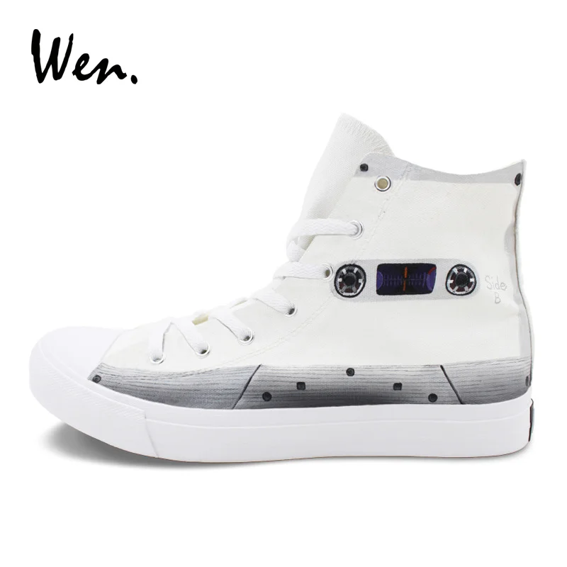 Wen White Canvas Shoes Original Design Tape Hand Painted High Top Skateboarding Trainers Sneakers for Boy Girl Gift | Спорт и